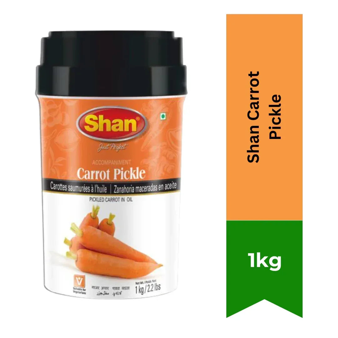 Shan Carrot Pickle (Gajar Ka Achar) | 400g - Crunchy Sweet & Spicy Pickled Carrot Strips in Mustard Seasoning, Delicious Winter Meal Accompaniment | South Africa | India Bazaar