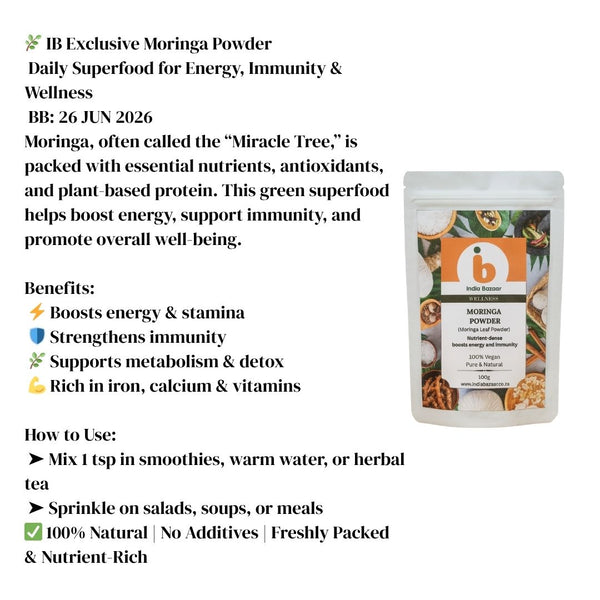 IB Wellness Moringa Powder – Nutrient-Dense Superfood for Energy, Immunity & Detox