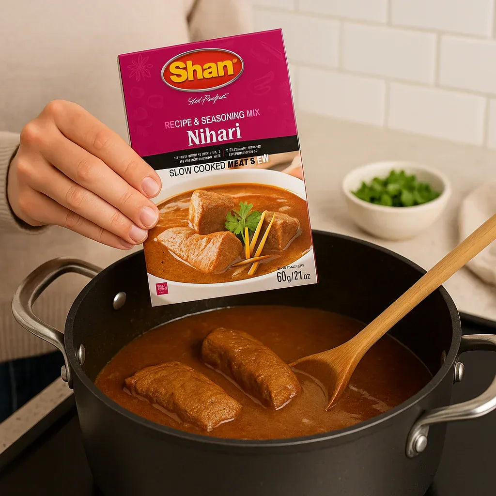 Shan Nihari Spice Mix Slow Cook Meat Curry Masala (Nihari Masala) | 60g - Rich Aromatic Spicy Flour Blend for Traditional Mughlai Thick Beef & Mutton Stew Shanks | South Africa | India Bazaar
