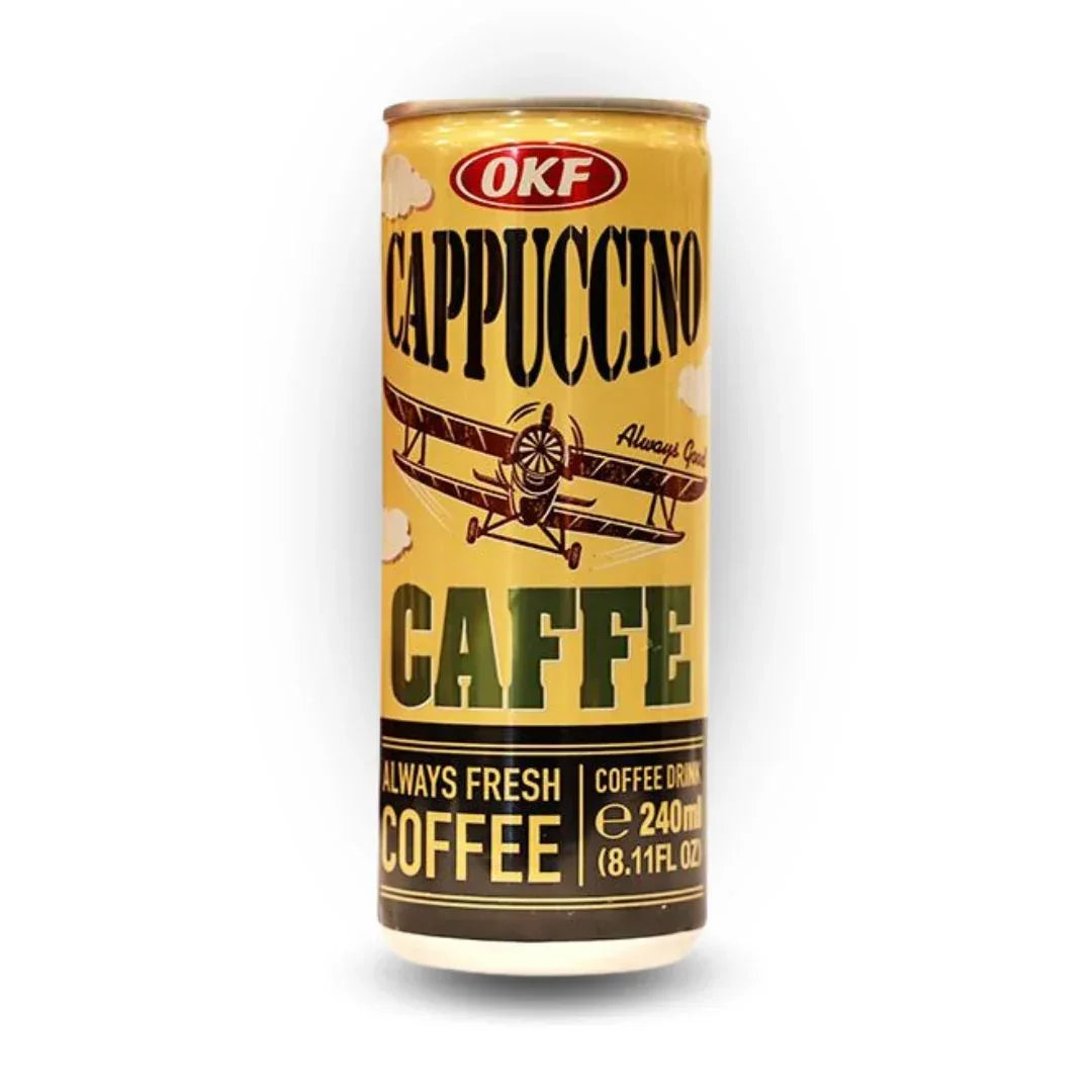 OKF Cappuccino Caffe Coffee Drink | 240ml Can - Premium Smooth & Creamy Cold Brew Cappuccino, Instant On-The-Go Milk-Based Energy Booster | South Africa | India Bazaar