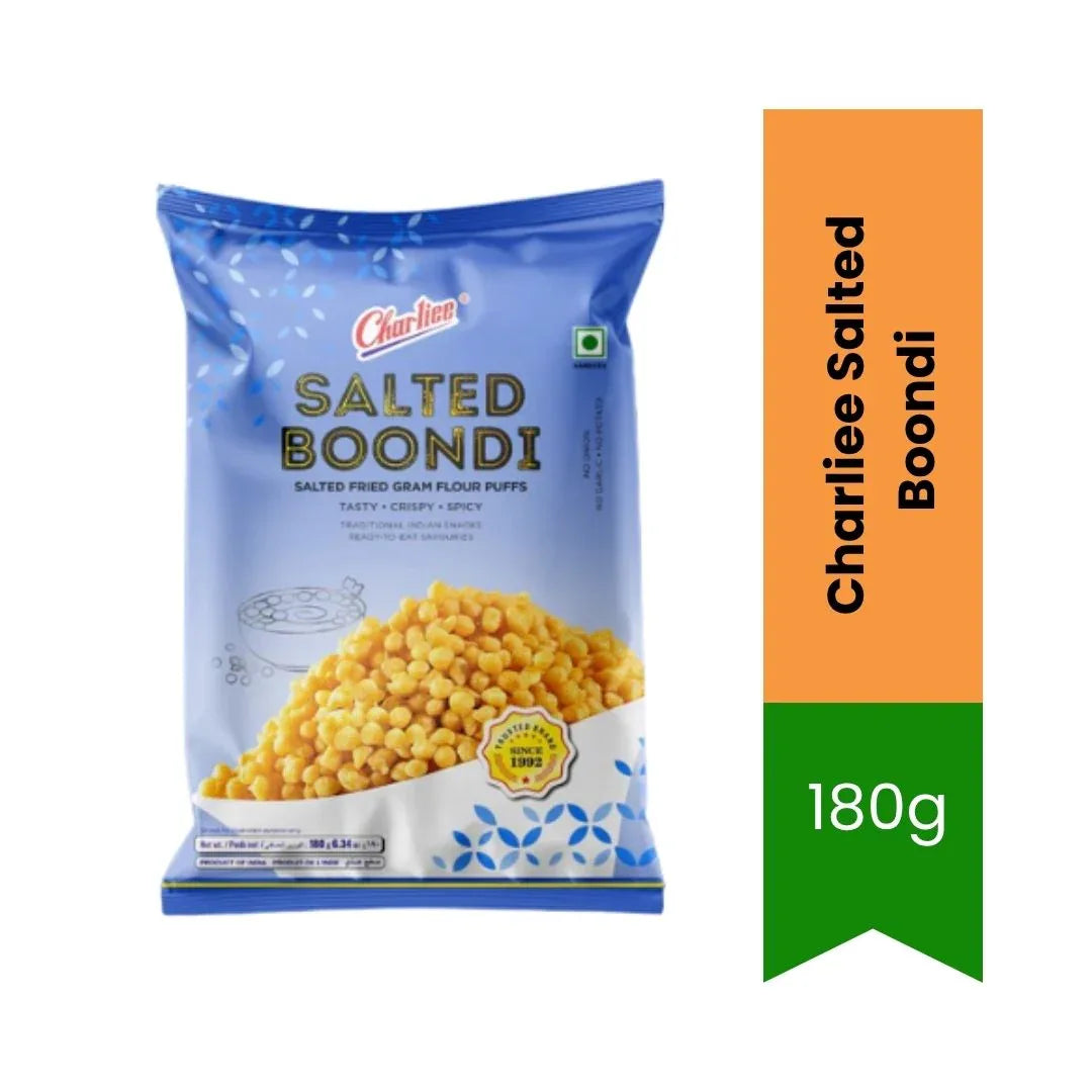 Charliee Salted Boondi (Khara Boondi) | 180g - Crispy Chickpea Flour Pearls for Raita, Chaat & Snacks, Perfectly Seasoned | South Africa | India Bazaar