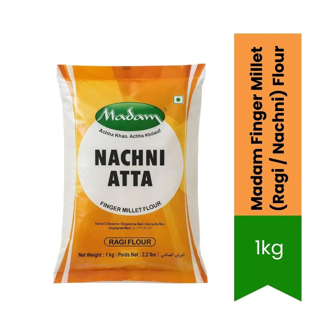 Madam Finger Millet (Ragi / Nachni) Flour | 1kg - Healthy Millet Flour, High Fibre Flour, Natural Grain Flour, South Africa Grocery | India Bazaar