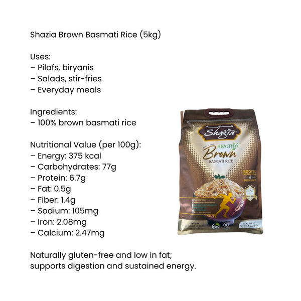 Shazia Brown Basmati Rice Healthy (Gluten Free) 5kg