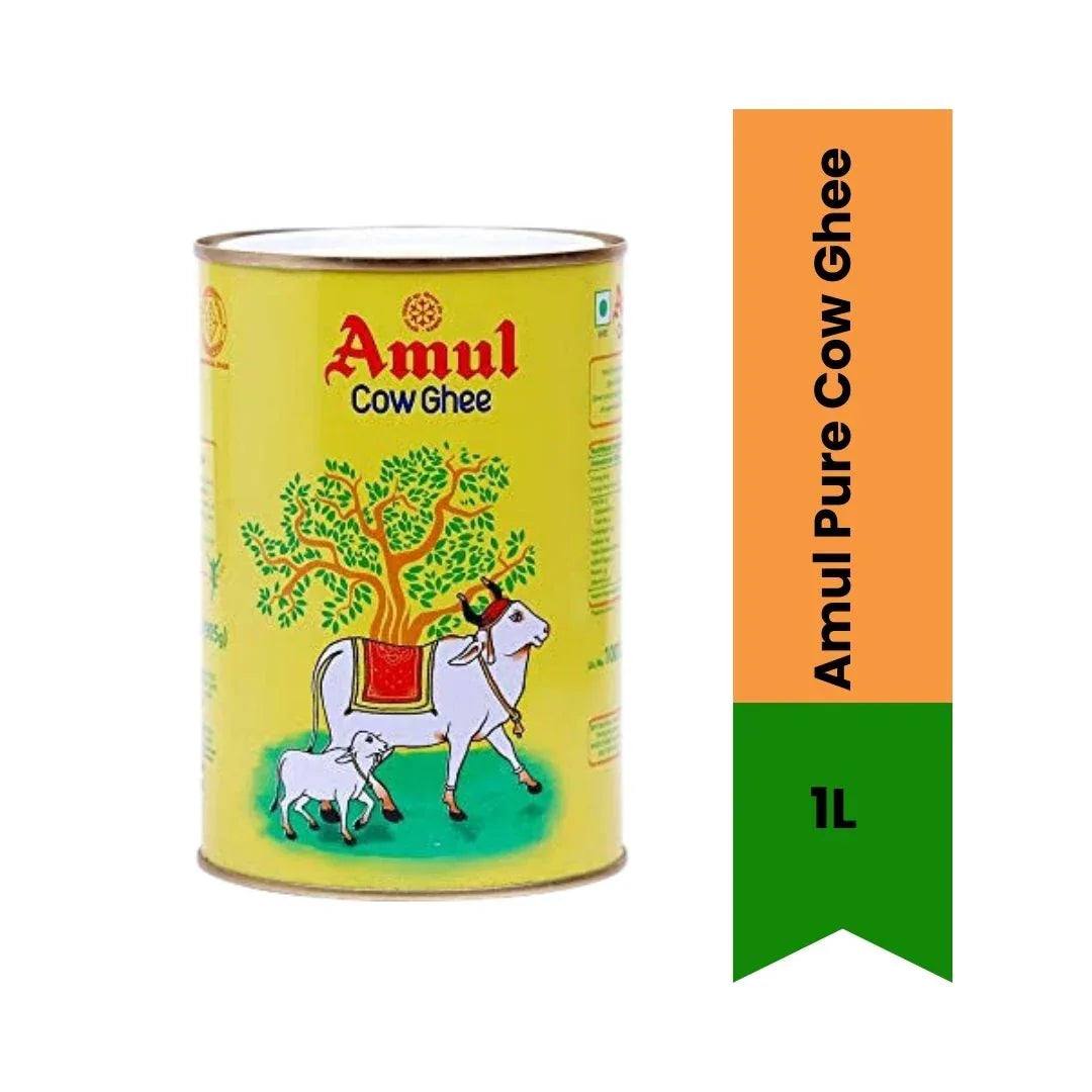 Amul Pure Cow Ghee (Asli Ghee) | 1L - Premium Clarified Butter Liquid for Indian Cooking, Tempering Dals, Smearing Rotis & Rich Festive Mithai Sweets | South Africa | India Bazaar