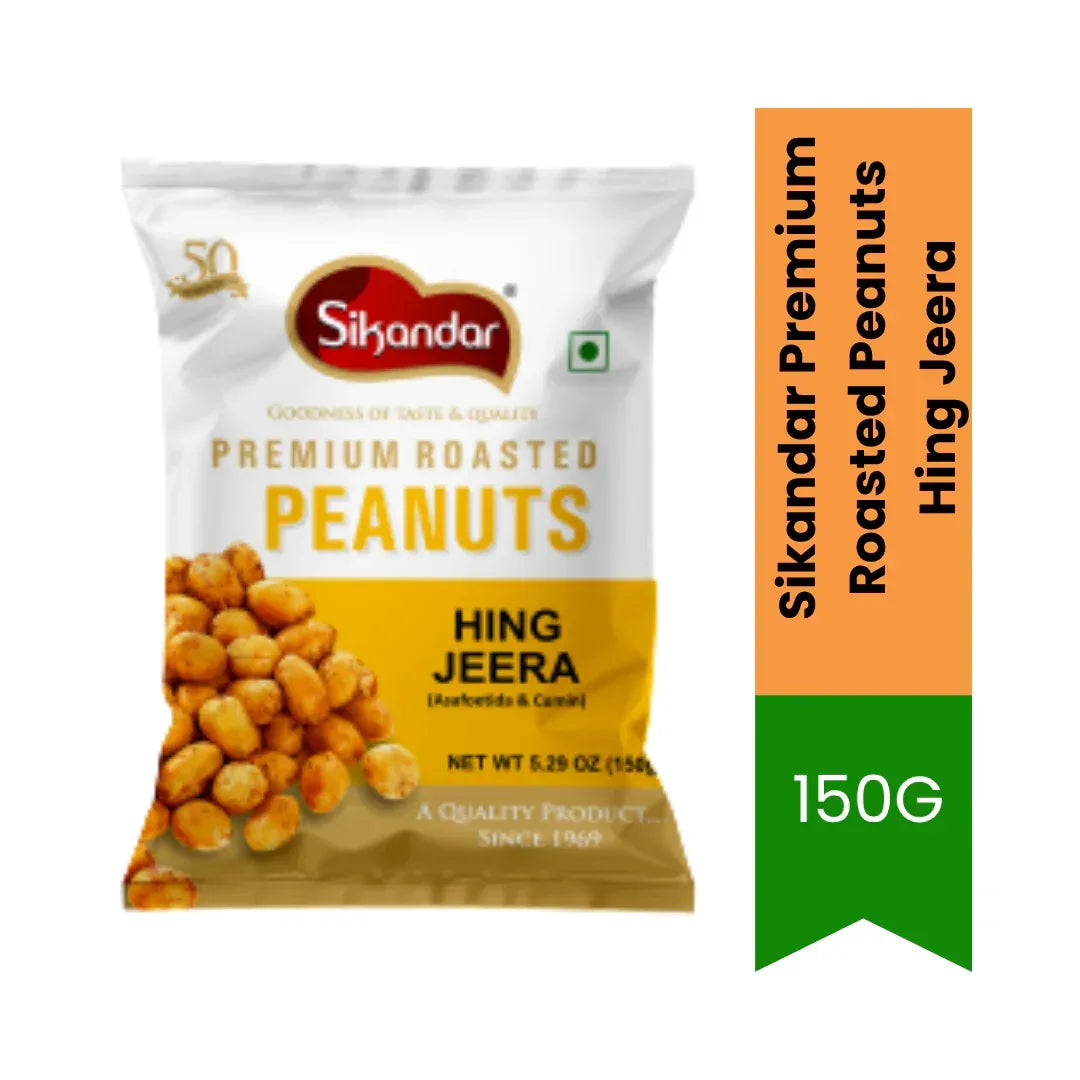 Sikandar Roasted Peanuts Hing Jeera 150g | Spiced Peanut Snack with Asafoetida & Cumin | Crunchy, Savoury Snack | South Africa | India Bazaar