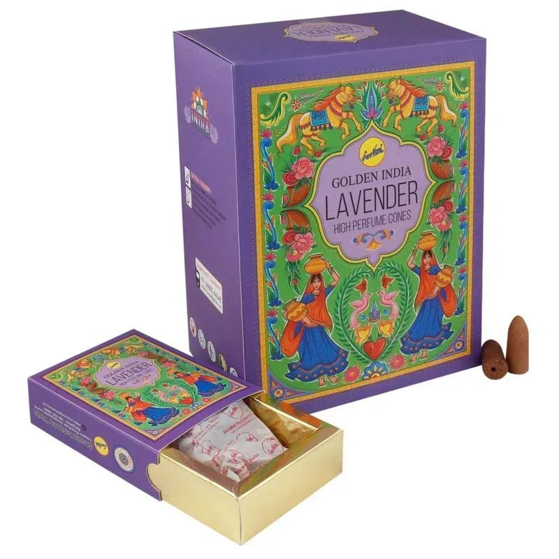 Sree Vani Lavender Backflow Incense Dhoop Cones Bulk Pack | 12 Boxes (120 Cones Total) - Large Family Pack Sleep Therapy Down-Smoke Cones for Burners | South Africa | India Bazaar