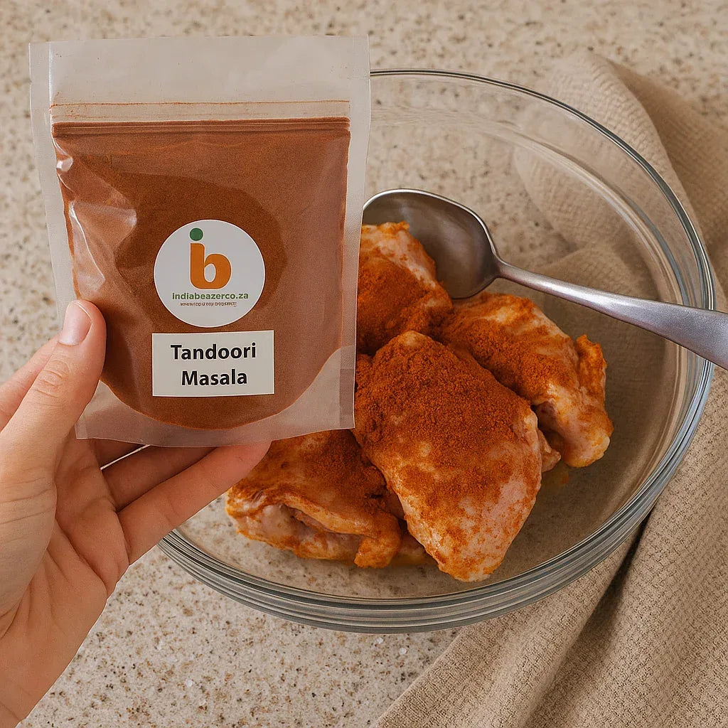 IB Tandoori Masala BBQ Seasoning Powder | 100g - Fiery Red Smokey Spice Blend for Oven-Baked Chicken, Paneer Tikka & Charcoal Braai Marinades | South Africa | India Bazaar