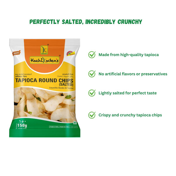 KOZHIKODEN'S Tapioca Round Salted Chips | 150g