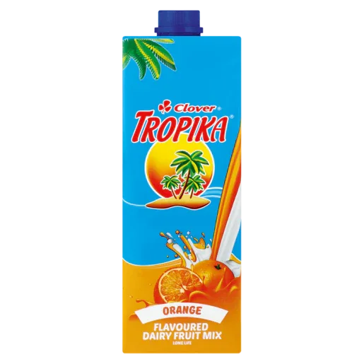 Tropika Orange Dairy Fruit Juice Blend | 1L Carton - Citrus Infused Creamy Milk Soft Drink Mix, Perfect Thirst Quencher for Family Summer Pickmeups | South Africa | India Bazaar
