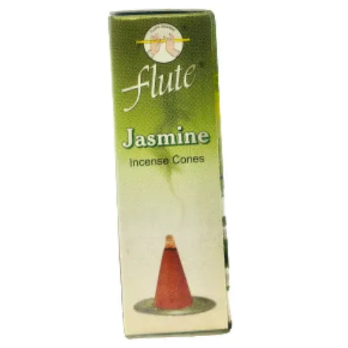 Flute Jasmine Incense Cones (Mogra Dhoop Cones) | Box Pack - Fragrant Floral Down-Smoke Cones for Uplifting Altar Puja Mandirs & Relaxing Home Aromatherapy | South Africa | India Bazaar