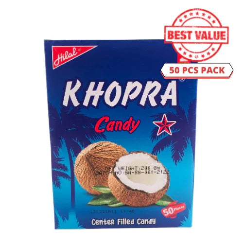 Hilal Khopra Candy (Nariyal No Ladoo Coconut Drops) | Multi-Pack - Traditional Sweet Chewy Desiccated Coconut Sugar Drops for Nostalgic Treat Sharing | South Africa | India Bazaar