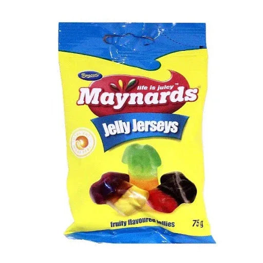 Maynards Jelly Jersies Bulk Pack | 1.8kg (24 x 75g) - Creamy Textured Two-Tone Jelly Gummy Candies for Sweet Cravings & School Lunchboxes | South Africa | India Bazaar