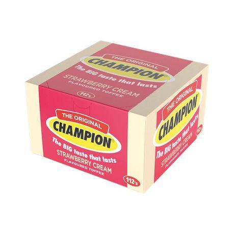 Champion Strawberry & Cream Toffee Bulk Pack | 112-Piece Bag - Delicious Double-Layer Sweet Fruit & Milk Chews for Kids Candy Packets | South Africa | India Bazaar