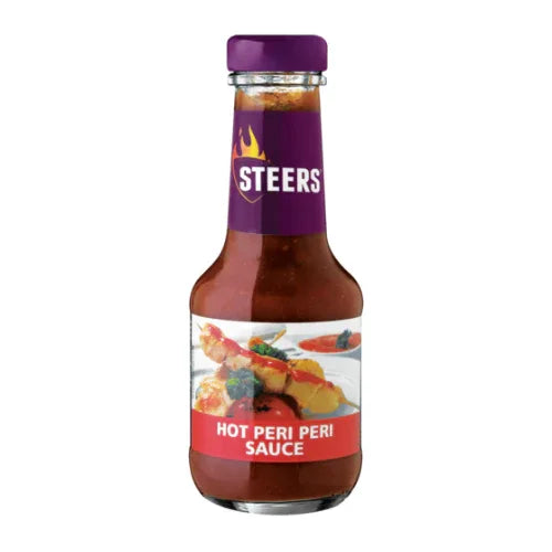 Steers Hot Peri-Peri Sauce (Extra Fiery Chili Dip) | 375ml - High-Heat African Bird's Eye Pepper Blend to Elevate Grilled Chicken, Steaks & Prego Rolls | South Africa | India Bazaar
