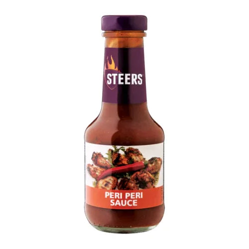Steers Peri-Peri Sauce (Flame-Grown Chili Condiment) | 375ml - Classic Tangy Hot Pepper Table Sauce for Dunking Chips, Wedges & Marinating Braai Meat | South Africa | India Bazaar