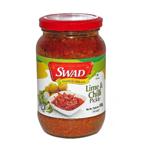 Swad Lime & Chilli Pickle (Nimboo Aur Mirch Ka Achar) | 400g - Classic Tangy Lemons & Spicy Green Chilies Blend, Ultimate Kick for Rice & Dals | South Africa | India Bazaar