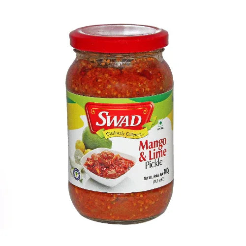Swad Mango & Lime Pickle (Keri Ane Nimboo Nu Athanu) | 400g - Traditional Combo of Green Mango Slices & Sour Citruses, Perfectly Balanced Meal Side | South Africa | India Bazaar