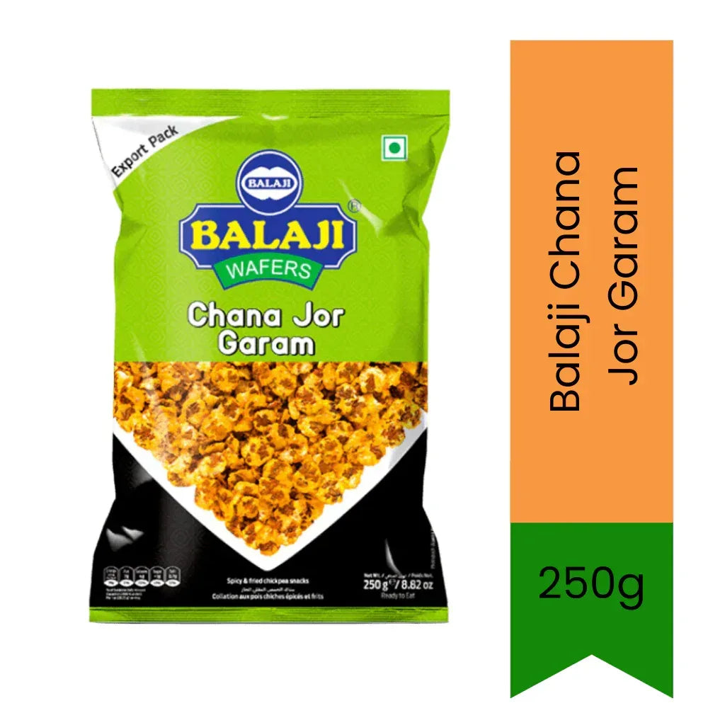 Balaji Flattened Chickpea Snacks (Chana Jor Garam) | 250g - Tangy Roasted Spicy Legume Snack for Weight Loss Diets & High-Protein Snacking, Lemon Masala Zing | South Africa | India Bazaar