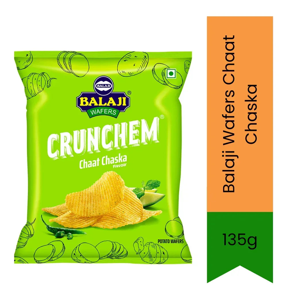 Balaji Wafers Chaat Chaska (Spiced Chaat Potato Chips) | 135g - Crispy Tangy Potato Chips Snacks for Parties & Tea Time | Delivers Authentic Zesty Flavor & Crunchy Bite | South Africa | India Bazaar