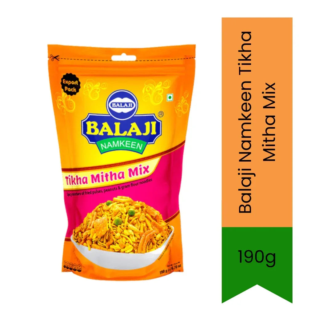 Balaji Spicy & Sweet Snack Mix / Tikha Mitha 190g | Crunchy Savoury Mix | Ready-to-Eat Snack | South Africa | India Bazaar