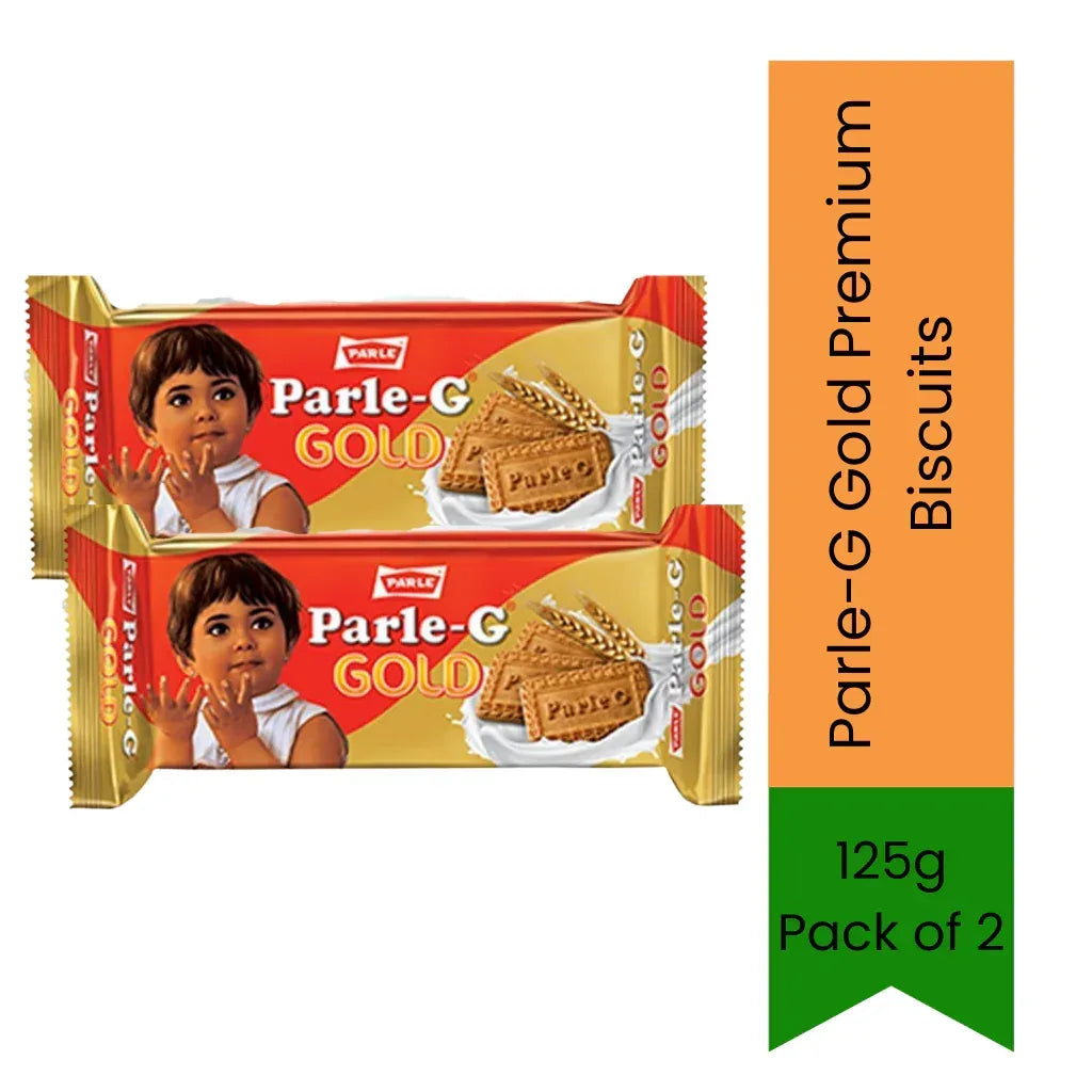 Parle-G Gold Premium Biscuits Multi-Pack (Premium Gluco Biscuit) | 125g (Pack of 2) - Richer & Thicker Glucose Biscuit for Instant Energy Boosting & Chai Dipping, Traditional Favorite | South Africa | India Bazaar