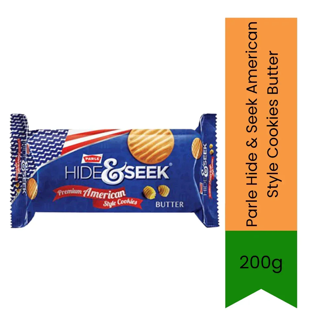 Parle Hide & Seek American Style Cookies Butter | 200g - Creamy Melt-in-Mouth Golden Baked Shortbread Biscuits, Sweet Companion for Evening Coffee | South Africa | India Bazaar