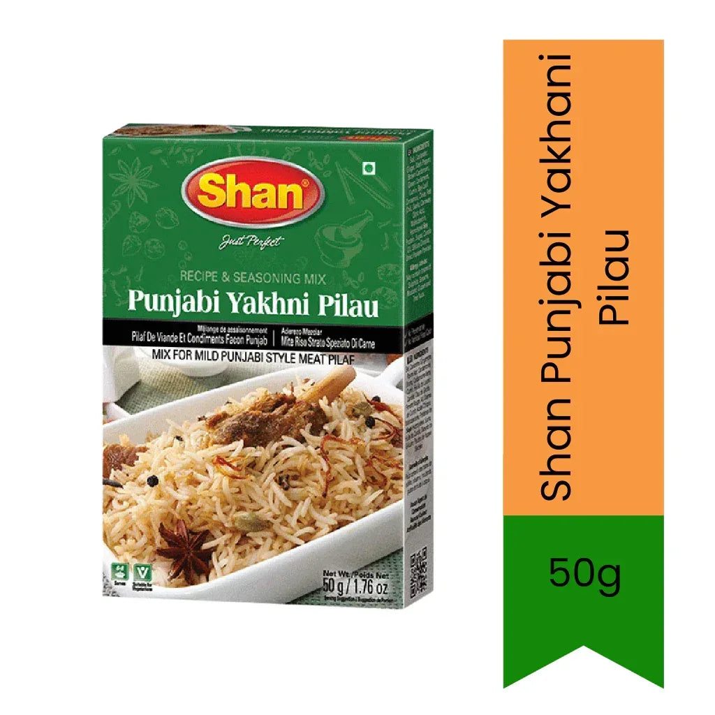 Shan Punjabi Yakhani Pilau Meat Rice Spice Mix (Yakhni Pulao Masala) | 50g - Fragrant Mild Aromatic Seasoning for Traditional North Indian Mutton & Chicken Rice Pots | South Africa | India Bazaar