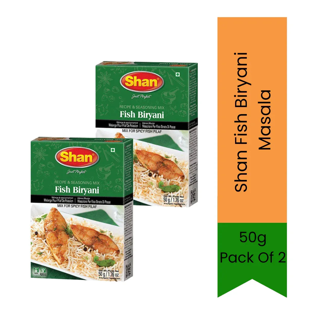 Shan Fish Biryani Spice Mix (Machli Biryani Masala) | 50g - Rice Dish Cooking Masala for Seafood, Prawns & Fish Layered Rice, Refreshing Citrus Notes | South Africa | India Bazaar