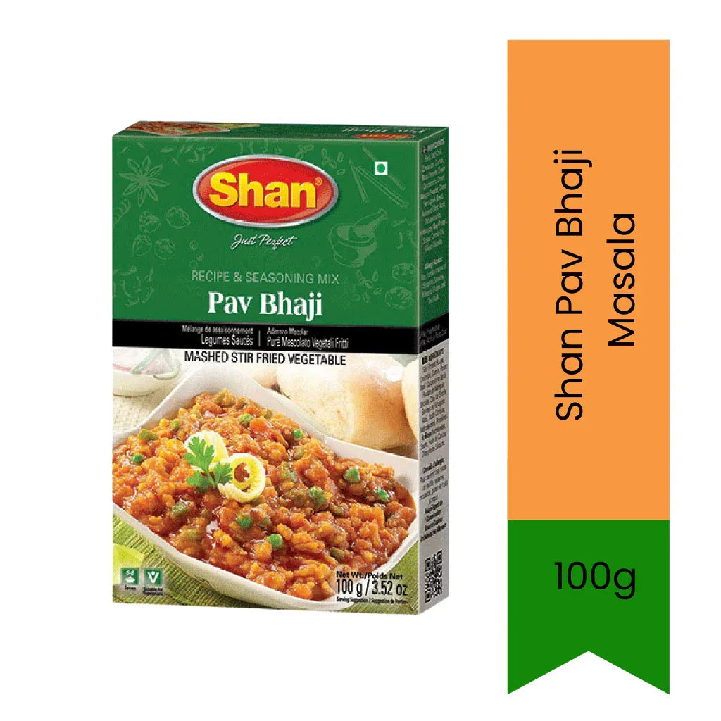 Shan Pav Bhaji Masala Vegetable Curry Spice Mix (Bhaji Masala) | 100g - Easy Cooking Mix for Spiced Mash Curry & Street Style Veggies, Rich Tangy Flavor | South Africa | India Bazaar