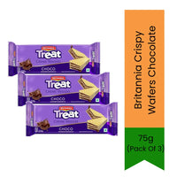 Britannia Crispy Wafers Chocolate Multipack | 225g (3 x 75g Pack) - Delicate Crunchy Multi-Layered Cocoa Cream Wafers, Delicious Ice Cream Garnish | South Africa | India Bazaar
