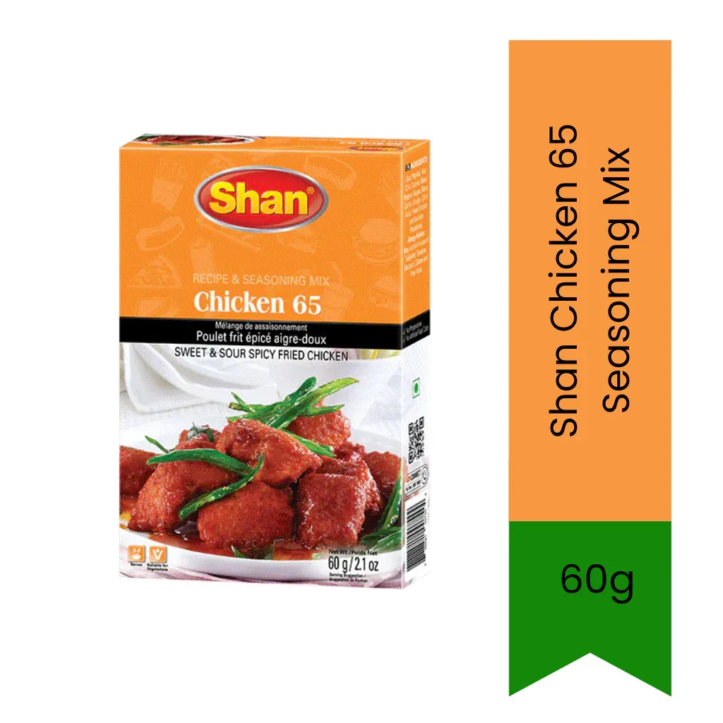 Shan Chicken 65 Seasoning Mix (Fiery South Indian Starter) | 60g - Zesty Deep-Red Chili Batter Mix for Hot Fried Party Appetizers & Garlic Platters | South Africa | India Bazaar