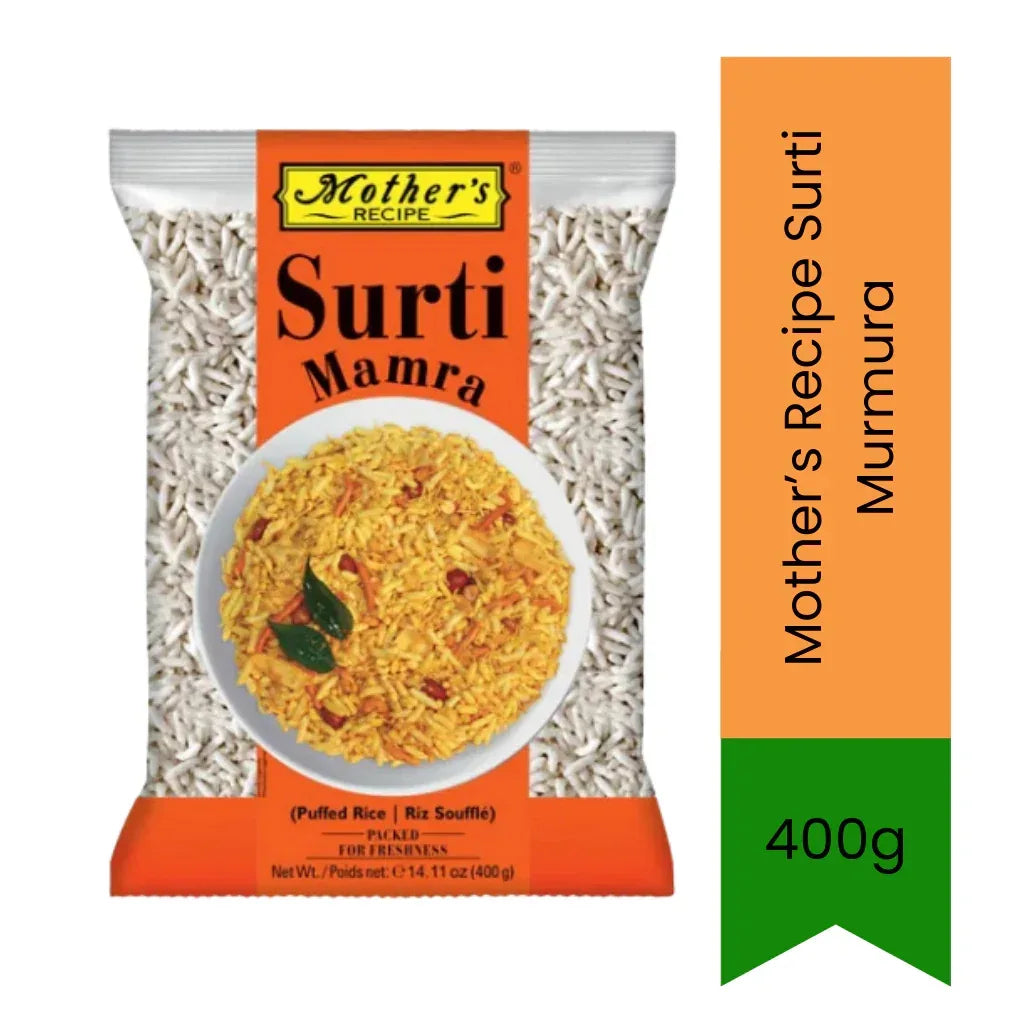 Mother's Recipe Surti Murmura Puffed Rice Grains (Gujarati Mamra) | 400g - Extra Light Crisp Puffed Rice for Authentic Bhel Puri Making, Diet Snacks & Sukha Bhel, Oil-Free Grain | South Africa | India Bazaar