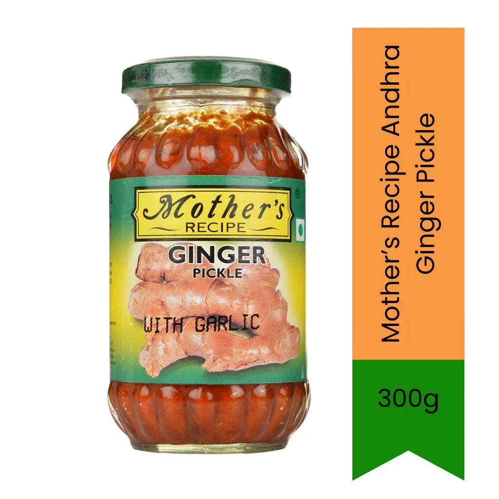 Mother's Recipe Andhra Ginger Pickle (Allam Pachadi / Adrak Achar) | 300g - Sharp Pungent Ginger Condiment for South Asian Breakfasts & Rice Platters, Intensely Sweet, Sour & Hot | South Africa | India Bazaar