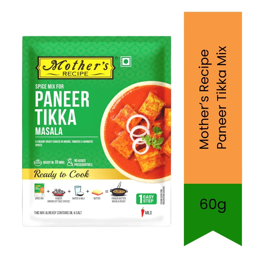 Mother's Recipe Paneer Tikka Cottage Cheese Marinade Spice Mix (Paneer Tikka Masala) | 60g - Smoky BBQ & Oven Grill Seasoning for Tandoori Starters, Tangy Clay Oven Flavors | South Africa | India Bazaar