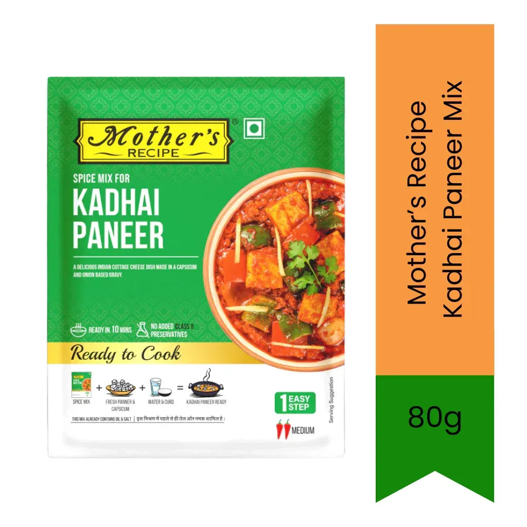 Mother's Recipe Kadhai Paneer Cottage Cheese Curry Spice Mix (Karahi Paneer Masala) | 80g - Bold Restaurant Style Stir Fry Base for Onion Capsicum Gravies, Zesty Fresh Ground Spices | South Africa | India Bazaar