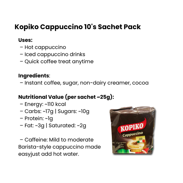 Kopiko Cappuccino 10's Sachet Pack|BB:23.JUL.2026