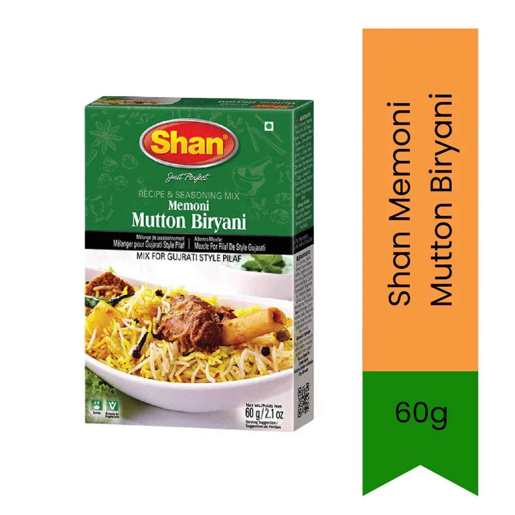 Shan Memoni Mutton Biryani Masala (Lamb Biryani Spice) | 60g - Bold Regional Spiced Rice Premix for Making Authentic, Savoury Cut-Potato Meat Rice | South Africa | India Bazaar