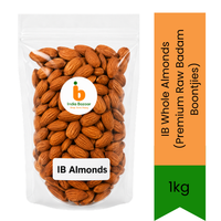 IB Whole Almonds (Premium Raw Badam Boontjies) - Handpicked Unroasted Nutrient-Rich Nuts for Daily Brain Power, Soaking & Healthy Weight Loss | South Africa | India Bazaar