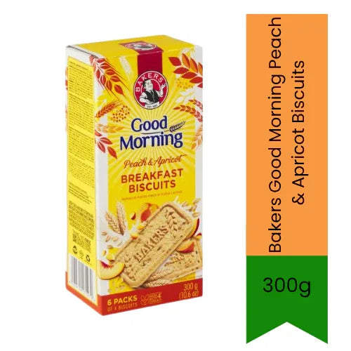 Bakers Good Morning Peach & Apricot Breakfast Biscuits (Phal Biscuit) | 300g - Wholesome Grains, Energy Boosting | Best for Quick Breakfasts, Morning Tea & Fuel On-The-Go | South Africa | India Bazaar