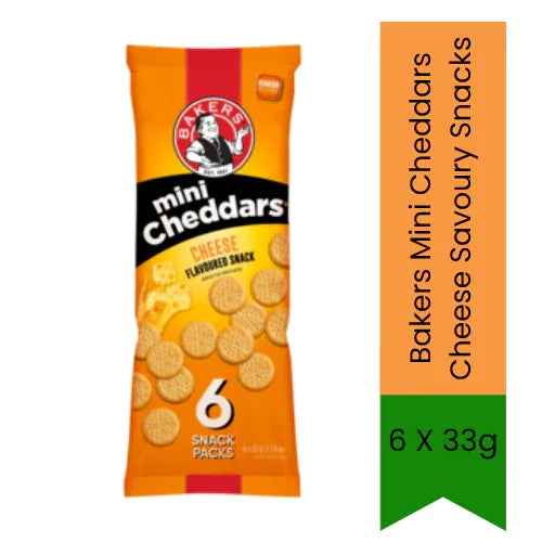 Bakers Mini Cheddars Cheese Savoury Snacks 6 Pack