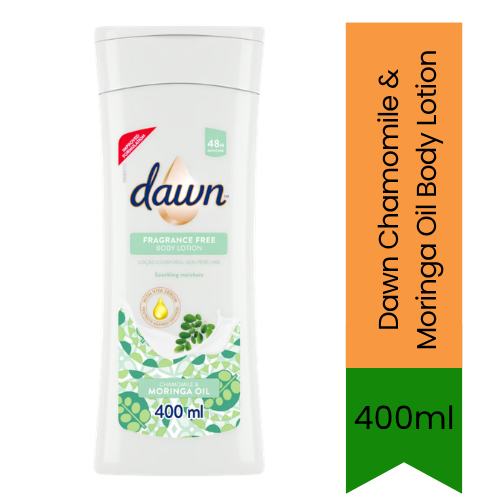Dawn Fragrance Free Body Lotion (Chamomile & Moringa Oil) | 400ml - Premium Pure Soothing Moisture Body Lotion for Sensitive Skin | Delivers All-Day Hydration & Soft Glow | South Africa | India Bazaar