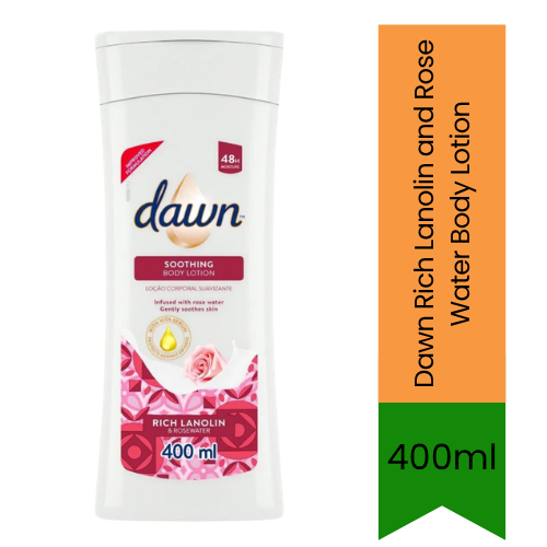 Dawn Soothing Body Lotion (Rich Lanolin and Rose Water) 400ml - Premium Pure Soothing Moisture Body Lotion for Sensitive Skin Care | Delivers All-Day Hydration & Rose Fragrance | South Africa | India Bazaar