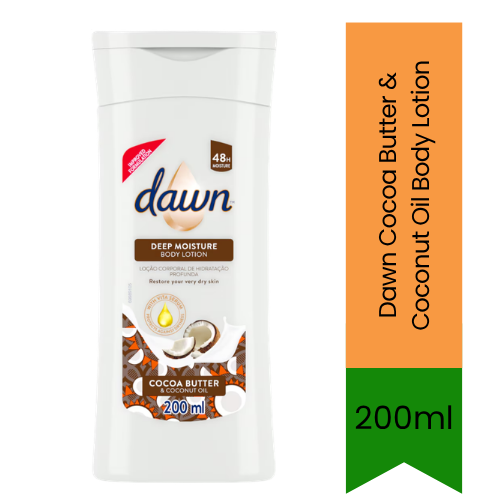 Dawn Deep Moisture  Body Lotion (Cocoa Butter & Coconut Oil) - Premium Pure Nourishing Body Lotion for Dry Skin | Delivers Deep Hydration & Radiant Skin | South Africa | India Bazaar