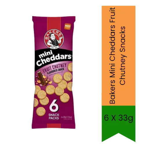 Bakers Mini Cheddars Fruit Chutney Snacks 6 Pack