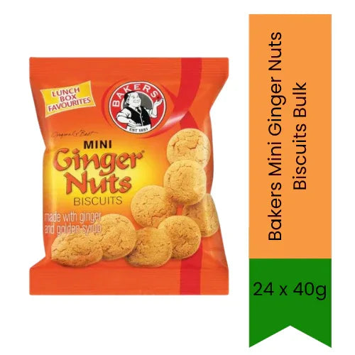 Bakers Mini Ginger Nuts Biscuits Bulk 24x40g