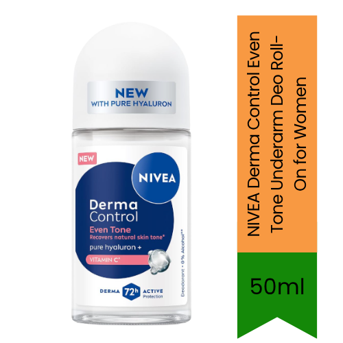 NIVEA Derma Control Even Tone Anti-Perspirant Roll-On (Roll-on Deodorant) | 50ml - Premium Underarm Care | 48H Protection | Even Tone Skin Brightening | South Africa | India Bazaar