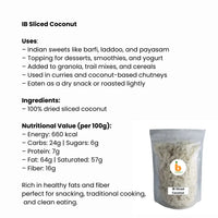 IB Shredded Sliced Coconut (Kopra Chini / Chinri) | 200g - Dried Desiccated Grated Coconut for South Indian Cooking, Baking & Halwa Garnishes | South Africa | India Bazaar