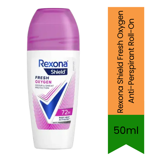 Rexona Shield Fresh Oxygen Anti-Perspirant Roll-On (Roll-on Deodorant) | 50ml - Premium Underarm Protection | 48H Sweat & Odour Defense | Crisp Oxygen Freshness | South Africa | India Bazaar