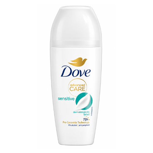 Dove Advanced Care Alcohol Free Sensitive 0% Alcohol Anti-Perspirant Roll-On (Roll-on Deodorant) | 50ml - Premium Underarm Care | 72H Odour Defense | Hypoallergenic Care | South Africa | India Bazaar
