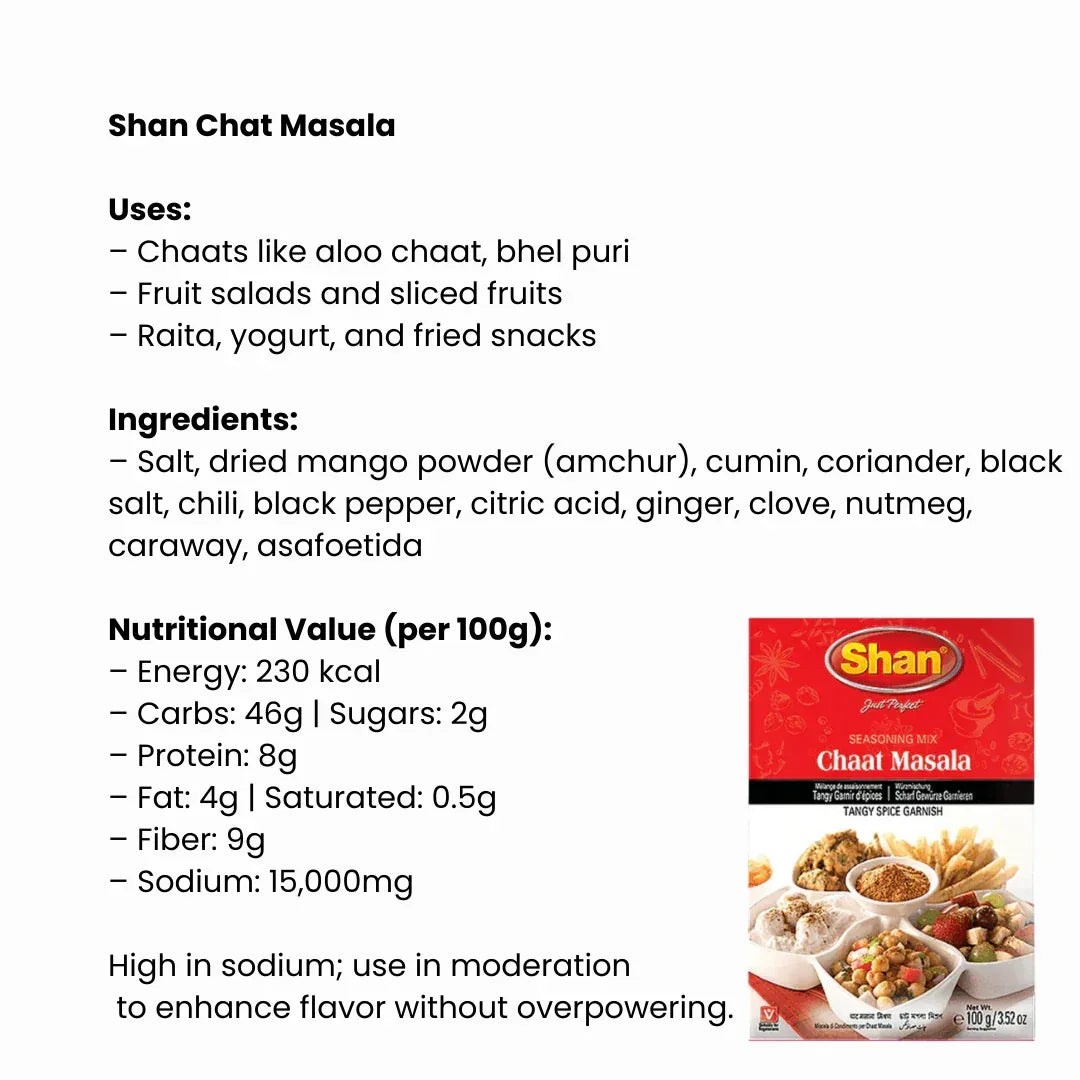 Shan Tangy Spice Seasoning / Chaat Masala 50g | Zesty, Sour, Salty & Lightly Spicy Blend | Snack, Fruit & Salad Enhancer | South Africa | India Bazaar